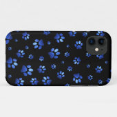 青グリッター犬の足のパターン Case-Mate iPhoneケース (裏面(横))