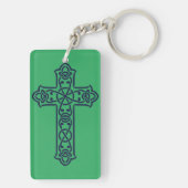 青ケルト高十字架 キーホルダー (裏面)