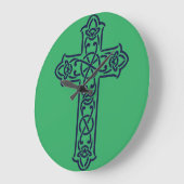 青ケルト高十字架 ラージ壁時計 (傾斜)