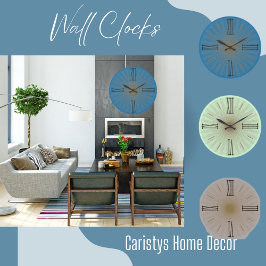 青コンテンポラリーティール（緑がかった色）ローマ数字大時計 ラージ壁時計