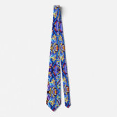 青コンテンポラリー抽象芸術 – 奥行き錯視 ネクタイ (正面)