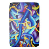 青コンテンポラリー抽象芸術 – 奥行き錯視 バスマット (正面縦)