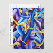 青コンテンポラリー抽象芸術 – 奥行き錯視 ポストカード (正面/裏面)