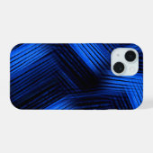青コンテンポラリー抽象芸術 iPhone 15ケース (裏面横)