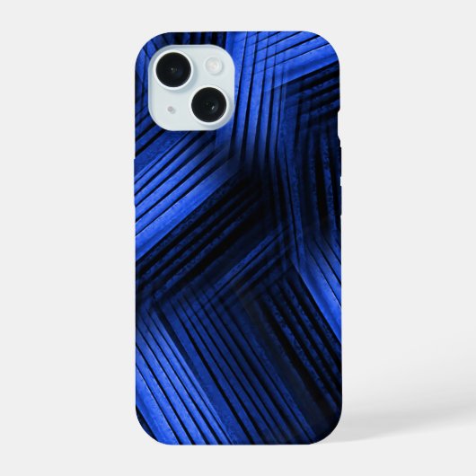 青コンテンポラリー抽象芸術 iPhone 15ケース (裏面)
