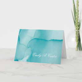 青コンテンポラリー水色インク折り畳み カード