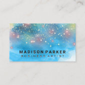 青コンテンポラリー水色 | スター金ゴールドダスト 名刺 (正面)