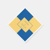 青コンテンポラリー色と黄市松模様に色 スタンダードカクテルナプキン (角)