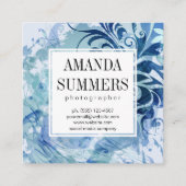 青コンテンポラリー芸術的 スクエア名刺 (正面)