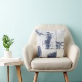 青コンテンポラリー/白抽象芸術枕 クッション (椅子)