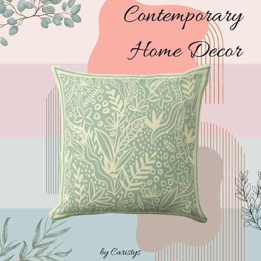 青コンテンポラリー/緑(アイボリーシェイプ) クッション