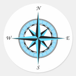 青コンパスバラ航海のアイコン ラウンドシール