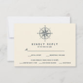 青コンパス | ウェディングRSVP食事チョイスV2 出欠カード (正面)