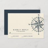 青コンパス |ウェディングRSVP 出欠カード (正面/裏面)