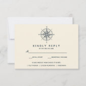 青コンパス | 結婚式RSVP食事チョイスV1 出欠カード (正面)