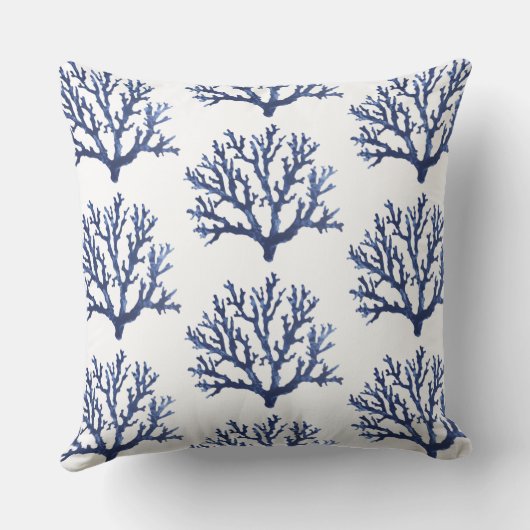 青コーラルアクセント枕 | 沿岸装飾用クッション クッション (裏面)