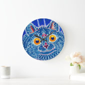 青ゴシック猫 ラージ壁時計 (ホーム)