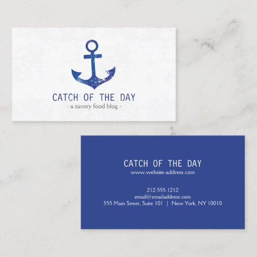 青ゴム印のいかりをテーマに航海のした 名刺 (正面/裏面)