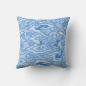 青サイケデリック白の波枕 クッション (裏面)