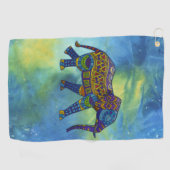 青サイケデリック緑色の外宇宙 ゴルフタオル (横)