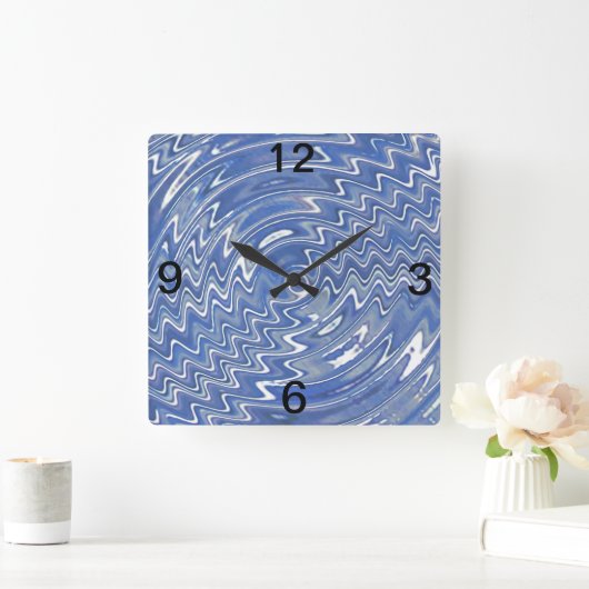 青サイケデリック角壁時計 スクエア壁時計 (ホーム)