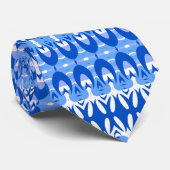 青サファ王室のイアと白の幾何学的 ネクタイ (ロール)