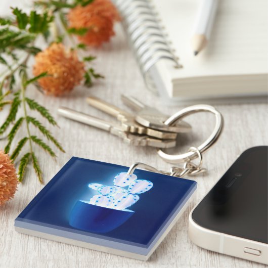 青サボテン キーホルダー (正面右)