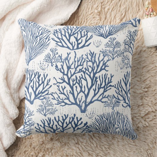 青サンゴ枕 | 珊瑚飾り枕 クッション (ブランケット)