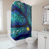 青サンゴ模様の黄色魚 シャワーカーテン (インサイチュ)