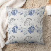 青サンゴ模様 クッション (ブランケット)