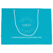 青シアンのビジネスウェブサイト上のカスタムホワイトロゴ ラージペーパーバッグ (裏面)