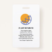 青シアンウェーブ写真テンプレートスタッフID バッジ (裏面)