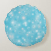 青シンプルいキュートに白く輝く雪片かわいらし ラウンドクッション (裏面)