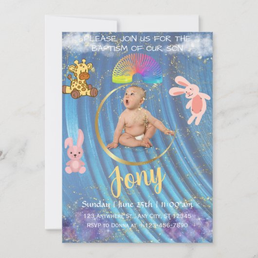 青シンプルい招待状。 シーズンカード (正面)