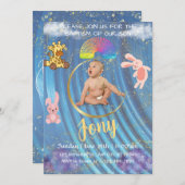 青シンプルい招待状。 シーズンカード (正面/裏面)