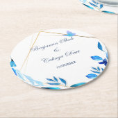 青シンプルい花結婚弁と白の共星 ラウンドペーパーコースター (アングル)