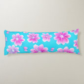 青シンプルとピンクの花柄 ボディピロー (裏面)