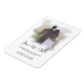 青シンプルエレガントモダンScript Water color Photo マグネット (左側)