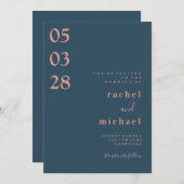 青シンプルエレガント招待 招待状 (正面/裏面)