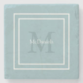 青シンプルモダン線 ストーンコースター (正面)