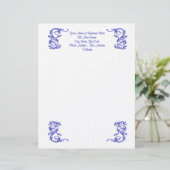 青シンプル渦巻きエレガント状頭 レターヘッド (スタンド正面)