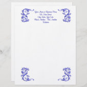 青シンプル渦巻きエレガント状頭 レターヘッド (正面/裏面)