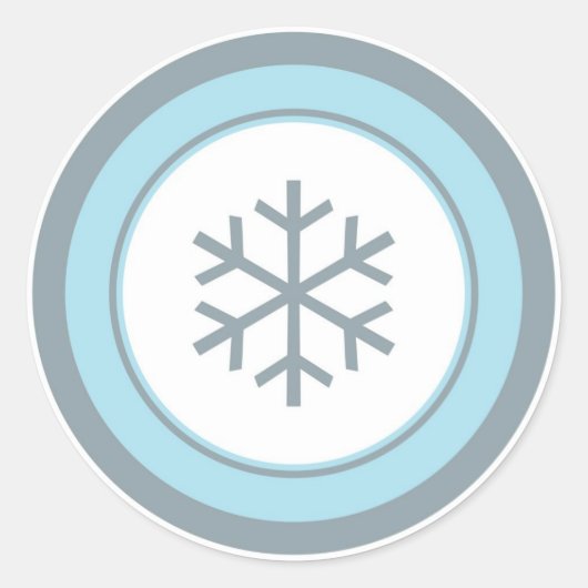 青シンプル灰色の円のスノーフレークのシール ラウンドシール (正面)