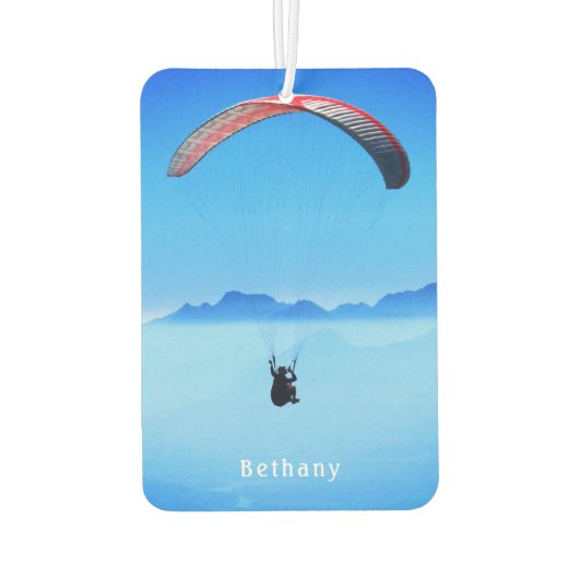 青シンプル空のパラグライダー写真 カーエアーフレッシュナー (裏面)