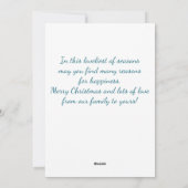 青シンプル緑の水色の松の木クリスマス シーズンカード (裏面)