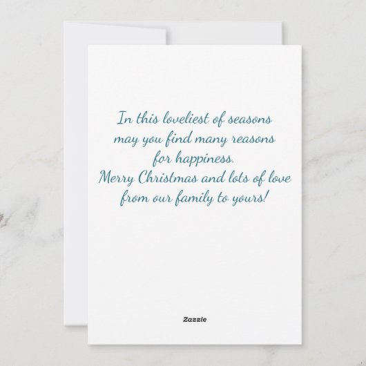 青シンプル緑の水色の松の木クリスマス シーズンカード (裏面)