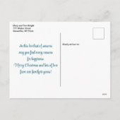 青シンプル緑の水色の松の木クリスマス シーズンポストカード (裏面)