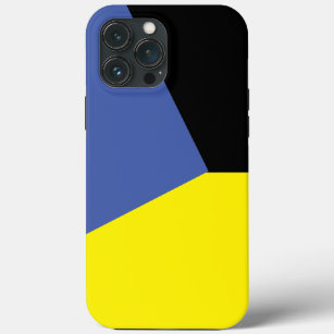 青シンプル色と黄色のジオメトリ黒のカラーブロック iPhone 13 PRO MAXケース