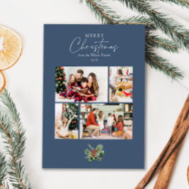 青シンプル色のクリスマスフォトコラージュと緑 シーズンカード
