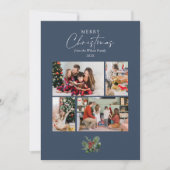青シンプル色のクリスマスフォトコラージュと緑 シーズンカード (正面)